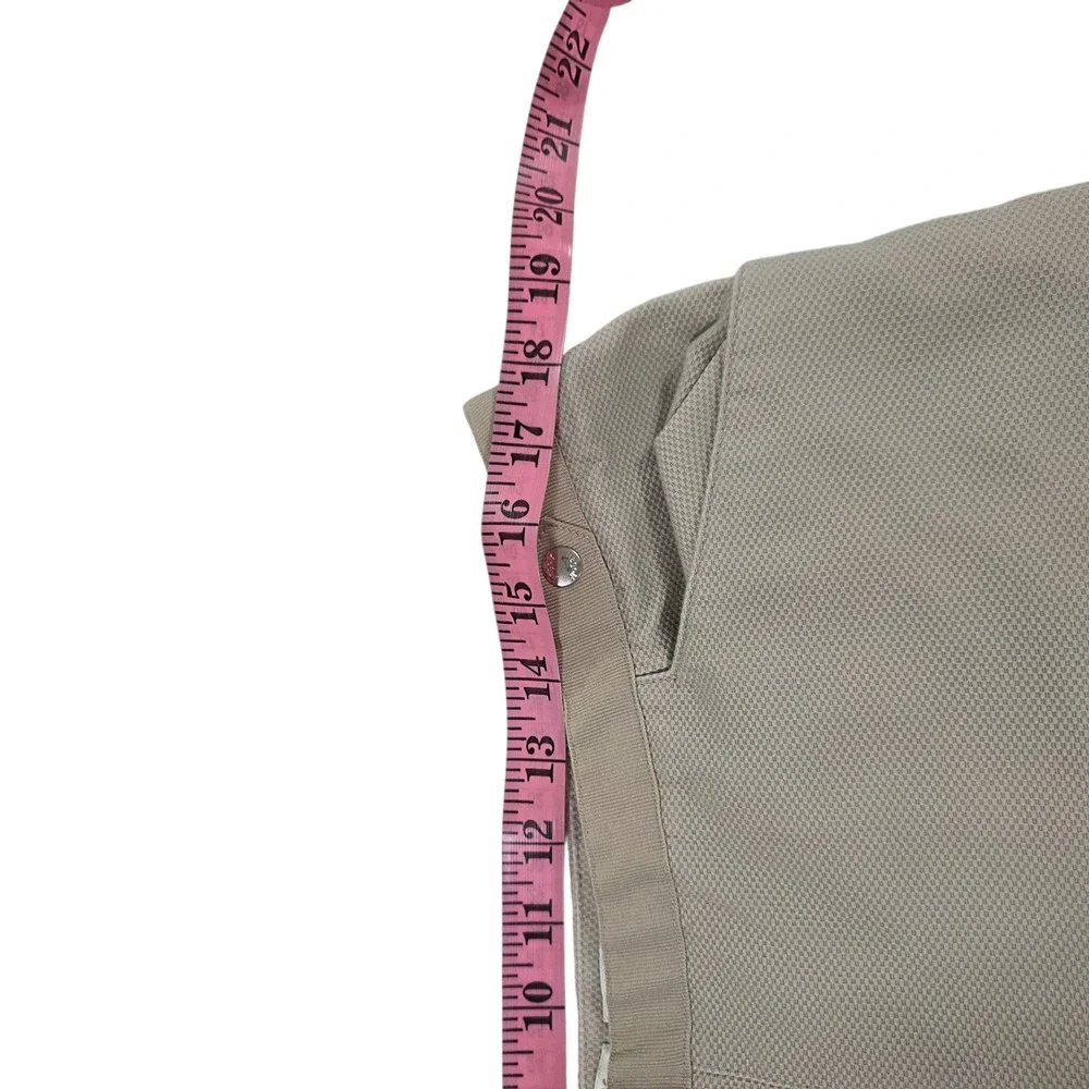 Lizgolf Chino Shorts Womens Khaki 14 Audra‎ Knit Flat Front Stretch Zip Pocket